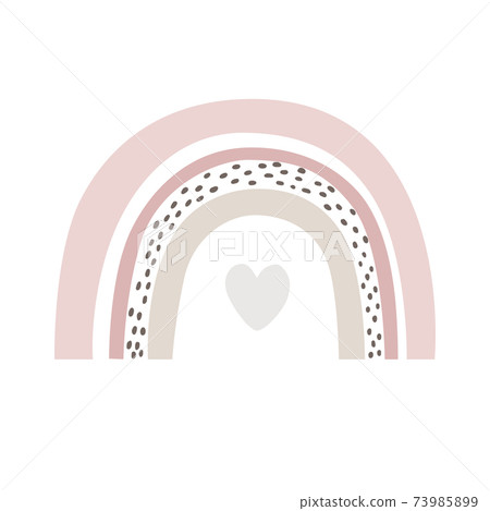 Rainbow vector in cartoon Scandinavian style isolated on white background for kids. Cute hand drawn illustration for posters, prints, cards, fabric, children books, interior design Rainbow vector in cartoon Scandinavian style isolated on white background for kids. Cute hand drawn illustration for posters, prints, cards, fabric, children books, interior design 73985899