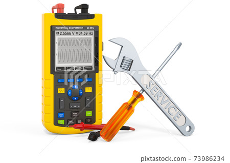 Service and repair of portable oscilloscope, 3D rendering Service and repair of portable oscilloscope, 3D rendering 73986234