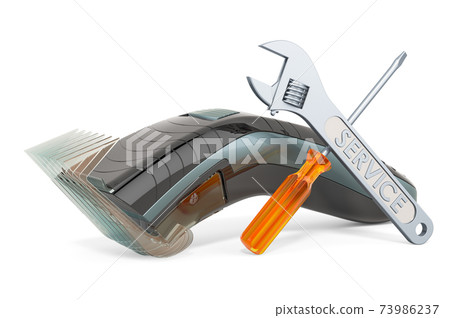 Service and repair of electric hair clipper. 3D rendering Service and repair of electric hair clipper. 3D rendering 73986237