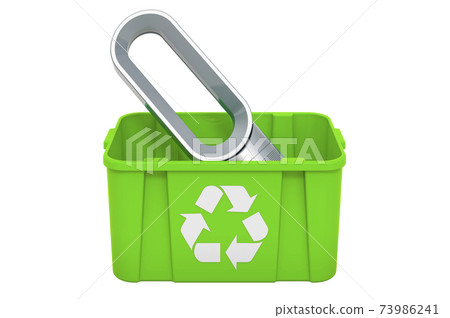 Recycling trashcan with bladeless air fan, 3D rendering Recycling trashcan with bladeless air fan, 3D rendering 73986241