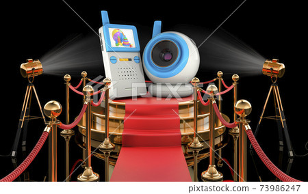 Podium with baby cam and audio baby monitor, 3D rendering 73986247