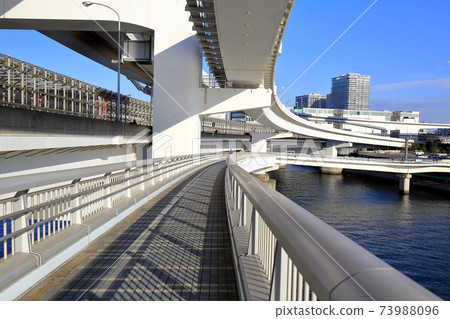 View from Tokyo Odaiba Rainbow Bridge South Route View from Tokyo Odaiba Rainbow Bridge South Route 73988096
