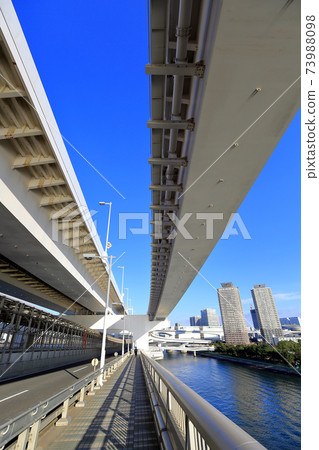 View from Tokyo Odaiba Rainbow Bridge South Route View from Tokyo Odaiba Rainbow Bridge South Route 73988098