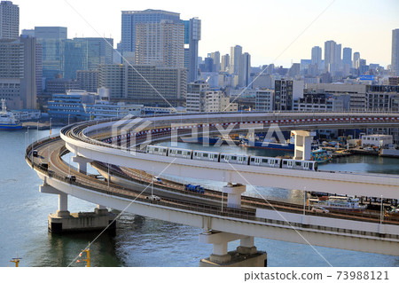 View from Tokyo Odaiba Rainbow Bridge South Route View from Tokyo Odaiba Rainbow Bridge South Route 73988121