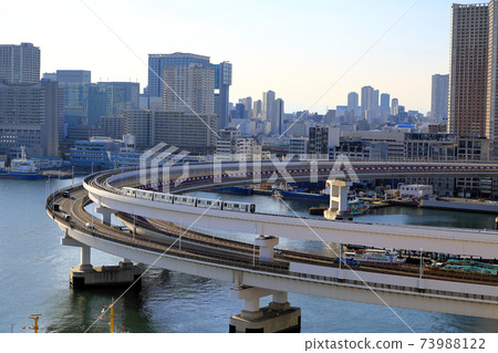 View from Tokyo Odaiba Rainbow Bridge South Route 73988122