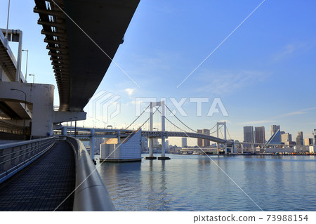 View from Tokyo Odaiba Rainbow Bridge North Route 73988154