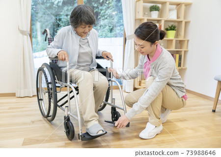 Nursing care support scene Safety confirmation Footrest 73988646