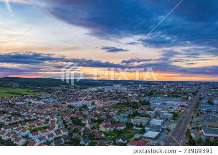 Dijon city aerial townscape view and beautiful sunset sky Dijon city aerial townscape view and beautiful sunset sky 73989391