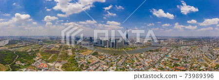 Panorama photo of Ho Chi Minh city aerial cityscape scenery Panorama photo of Ho Chi Minh city aerial cityscape scenery 73989396