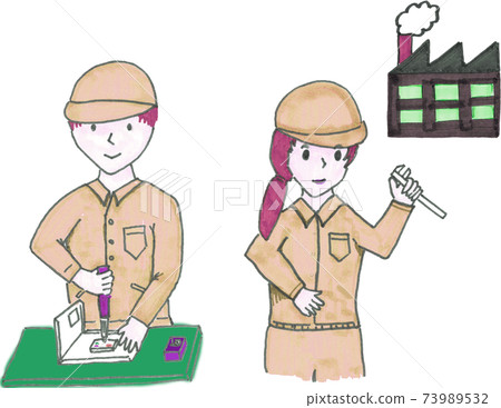 在製造工廠工作的人 73989532