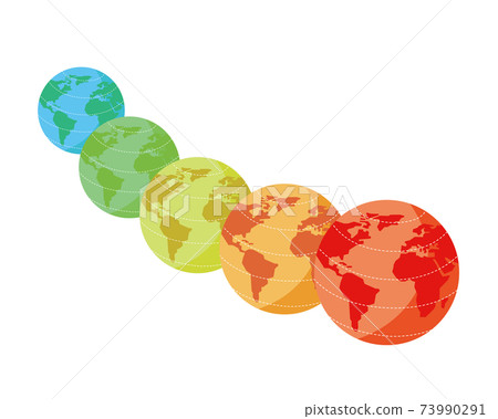 Image illustration that changes from cold color to warm color due to global warming 73990291