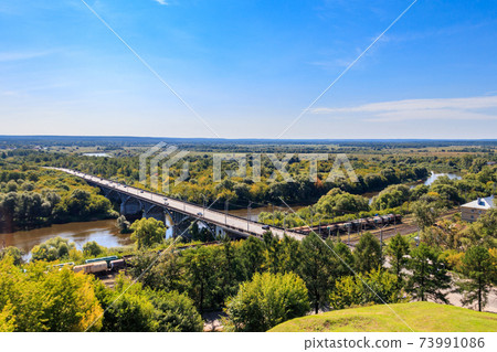 Bridge across the Klyazma river in Vladimir, Russia. Aerial view 73991086