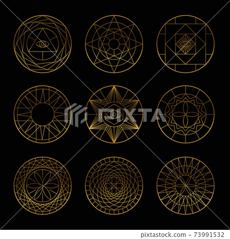 Esoteric geometric gold pentagrams Esoteric geometric gold pentagrams 73991532