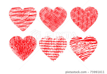 red hearts in grunge style valentines day celebration love banner flyer or greeting card horizontal 73991811