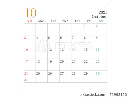 2021年10月簡單日曆 2021年10月簡單日曆 73992150