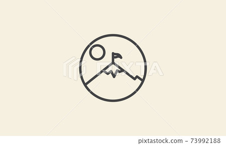 simple circle with mountain and flag logo symbol icon vector graphic design illustration simple circle with mountain and flag logo symbol icon vector graphic design illustration 73992188