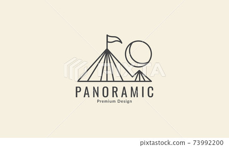 mountain line with flag and sunset simple logo symbol icon vector graphic design illustration mountain line with flag and sunset simple logo symbol icon vector graphic design illustration 73992200