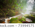 waterfall in forest in rain season 73994575