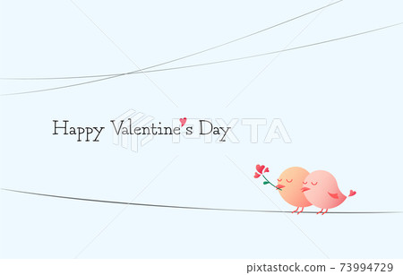 情人節那天，兩隻小鳥依heart在心花上 73994729