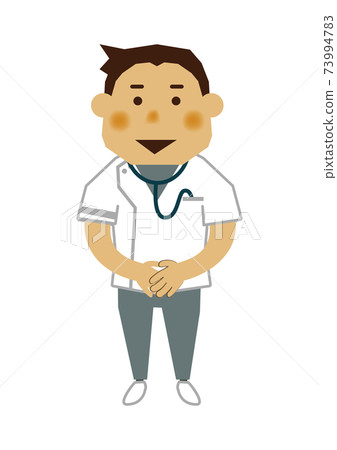 護士的例證。一個男人的插圖。醫用材料。適用於男護士和招聘。職業插圖。 73994783