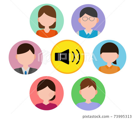 Voice sns community faceless icon illustration Voice sns community faceless icon illustration 73995313