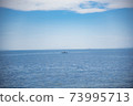 Canoe standing on the surface of the lake 73995713