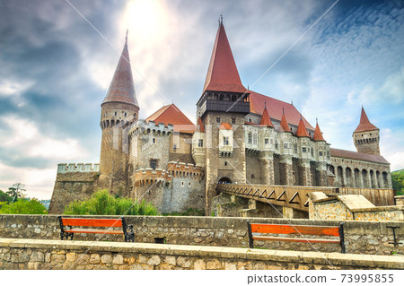 The stunning famous corvin castle,Hunedoara,Transylvania,Romania,Europe The stunning famous corvin castle,Hunedoara,Transylvania,Romania,Europe 73995855