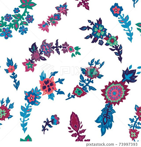Flowers and branches with leaves seamless pattern - Stock Illustration ...
