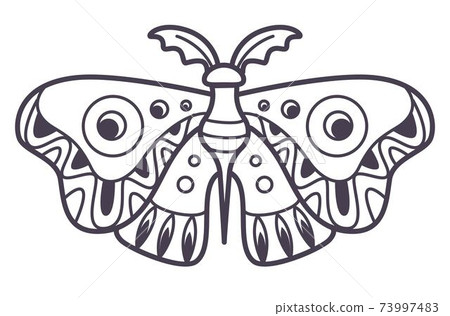 Moth with ornaments on wings, magical creature Moth with ornaments on wings, magical creature 73997483