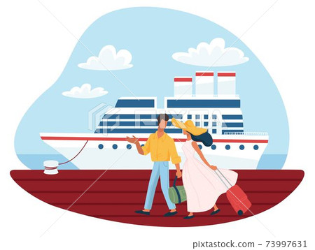 Man and woman getting ready for cruise boarding 73997631