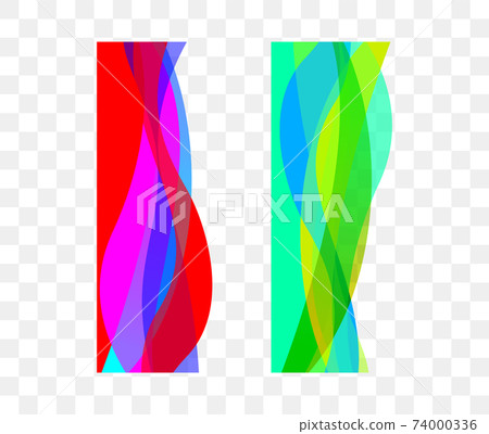 Set of wavy lines. Abstract color waves 74000336