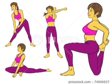 4 sets of fitness instructor women stretching 74000837