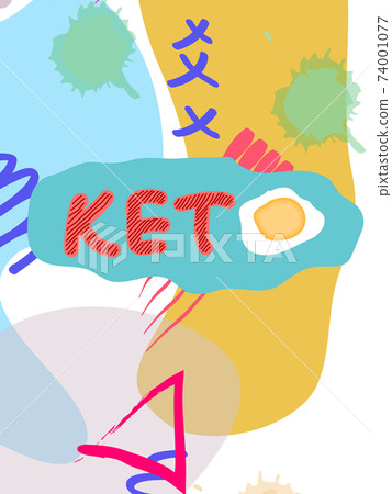 Low carb high fat white collage lettering. Keto diet flat hand drawn illustration. Low carb high fat white collage lettering. Keto diet flat hand drawn illustration. 74001077
