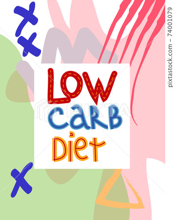 Low carb high fat white collage lettering. Keto diet flat hand drawn illustration. Low carb high fat white collage lettering. Keto diet flat hand drawn illustration. 74001079