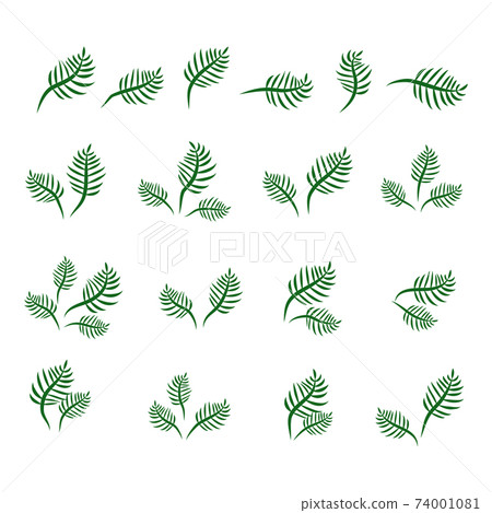 green leaf icons set on white background green leaf icons set on white background 74001081