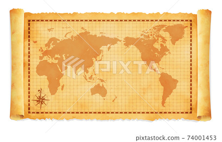 Faded and curled old map vector illustration / world map Faded and curled old map vector illustration / world map 74001453