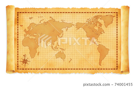 Faded and curled old map vector illustration / world map 74001455