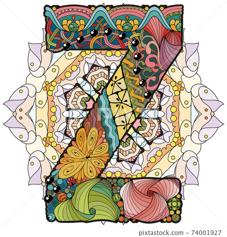 Mandala with letter Z. Vector decorative zentangle object Mandala with letter Z. Vector decorative zentangle object 74001927