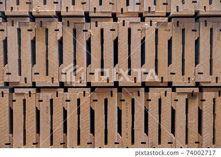 Joinery. Wood door manufacturing process. Stacked door architraves. Furniture manufacture 74002717