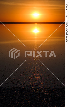 Sunset Genichesk pink  salty lake, Ukraine 74002754