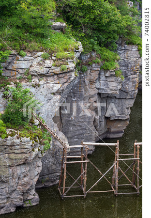 Buky Canyon summer landscape, Hirskyi Tikych river, Cherkasy Region, Ukraine. Buky Canyon summer landscape, Hirskyi Tikych river, Cherkasy Region, Ukraine. 74002815