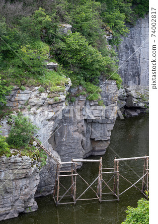 Buky Canyon summer landscape, Hirskyi Tikych river, Cherkasy Region, Ukraine. 74002817