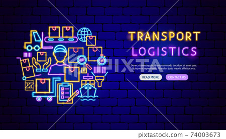 Transport Logistics Neon Banner Design 74003673