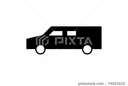 黑色和白色的葬禮圖標，靈車 74003928