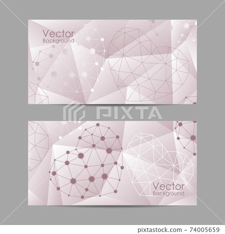 Set of horizontal banners with abstract hearts 74005659