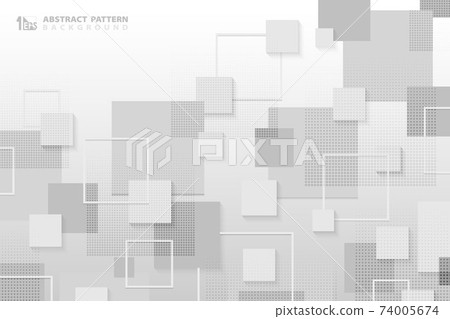 Abstract white and gray square tech pattern design of technology with halftone template. 74005674