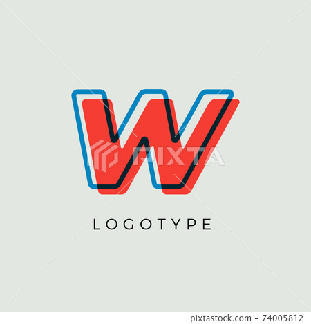 Stunning Letter W with 3d color contour, minimalist letter graphic for modern comic book logo, cartoon headline, creative lettering and art monogram. Minimal style letters, vector typographic design 74005812