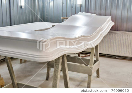 Classic wardrobe crown molding. Production of wood furniture. Furniture manufacture 74006050