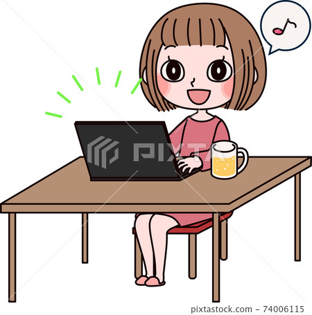 Women enjoying at a remote drinking party Women enjoying at a remote drinking party 74006115