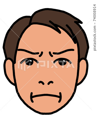 Middle-aged man facing the front (angry, uncomfortable, white background) Middle-aged man facing the front (angry, uncomfortable, white background) 74008914
